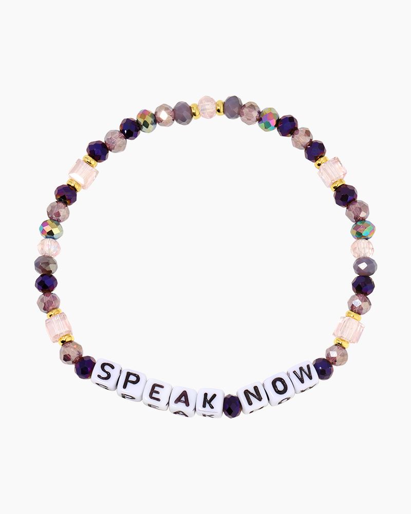 taylor swift speak now bracelet on a white background