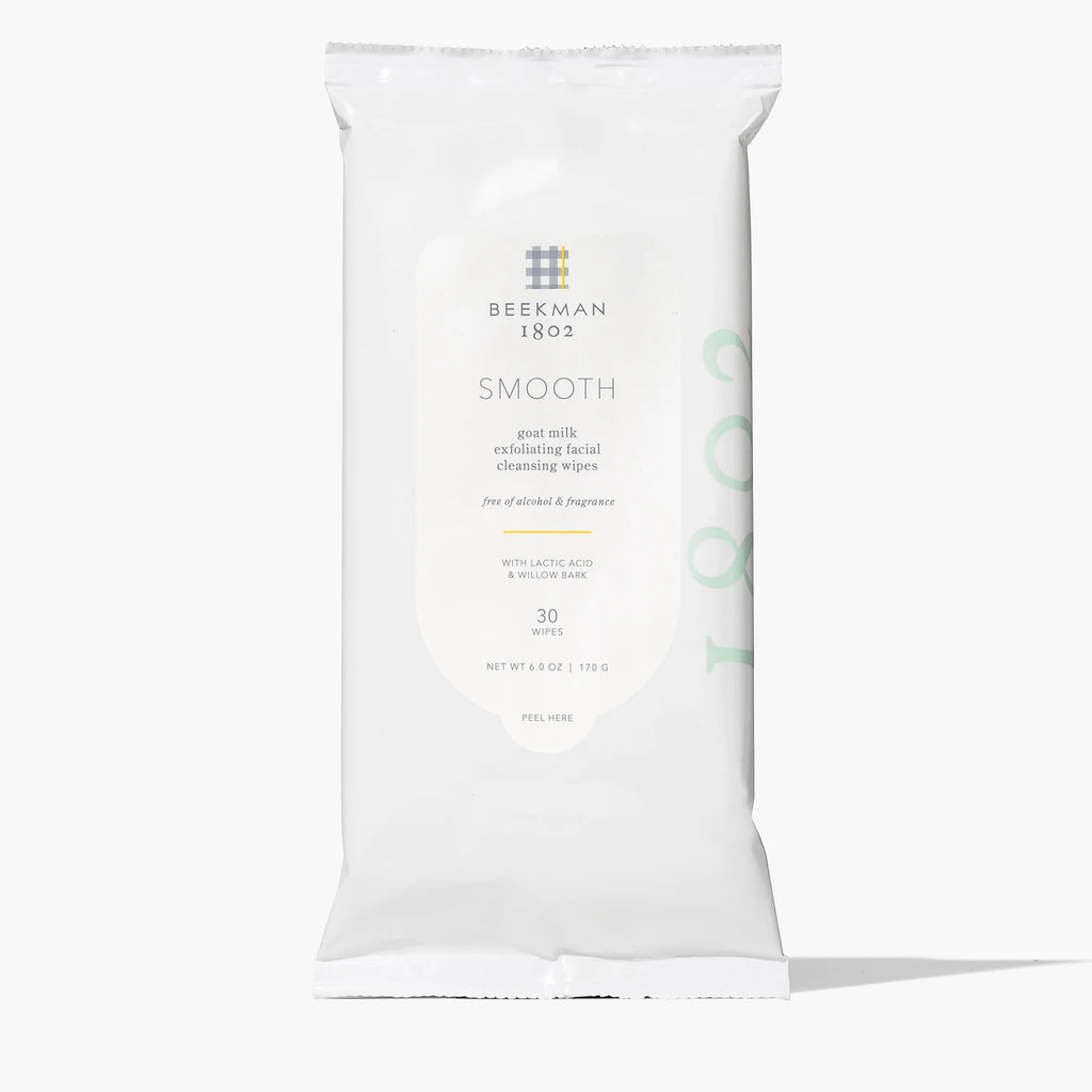 beekman Smooth Facial Cleansing Wipes With Lactic Acid & Willow Bark on a white background