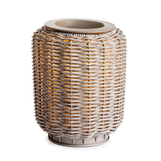 Wicker lantern with a white background