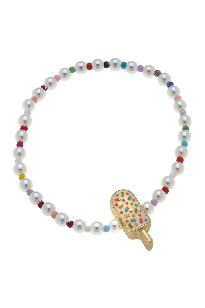 popsicle pearl beaded children's bracelet on a white background