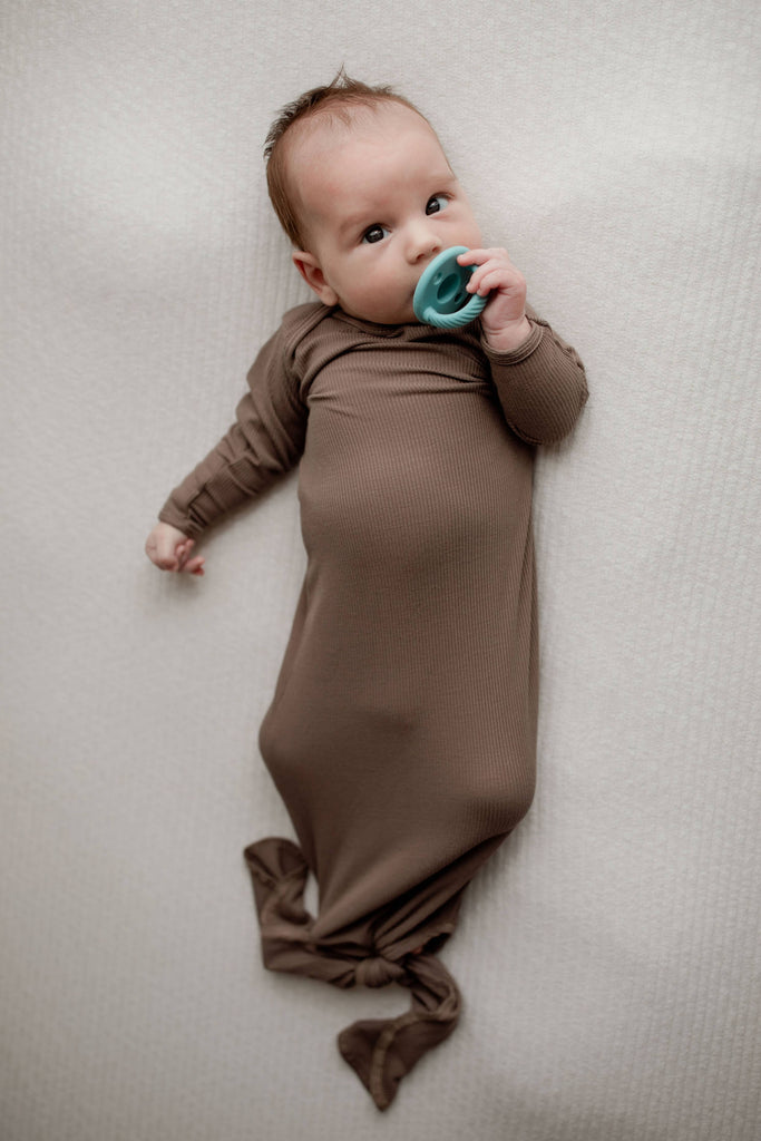 cocoa brown gown on a white background