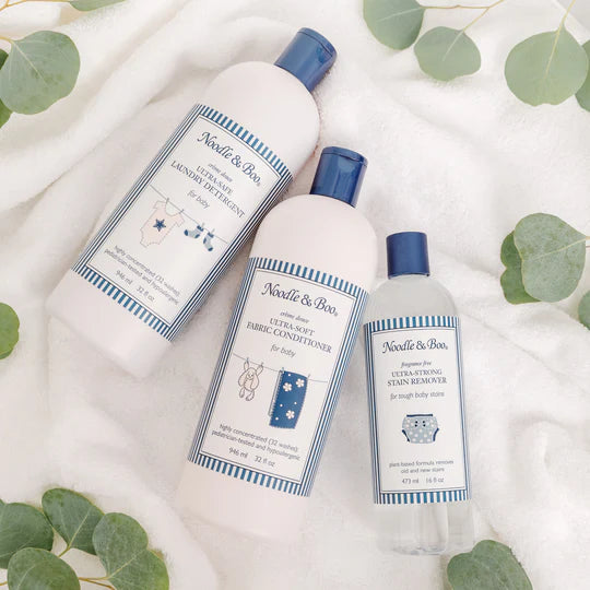 noodle and boo laundry detergent on a white background