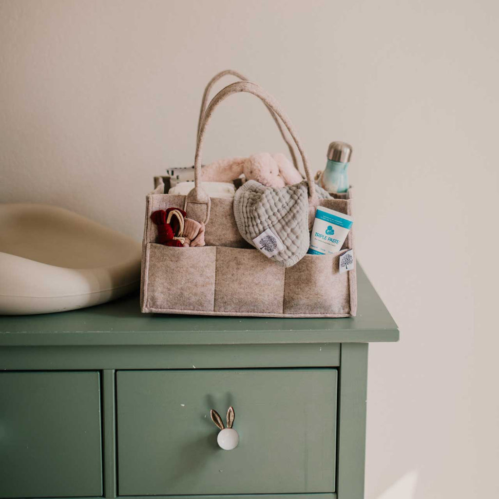 diaper caddy on a white background