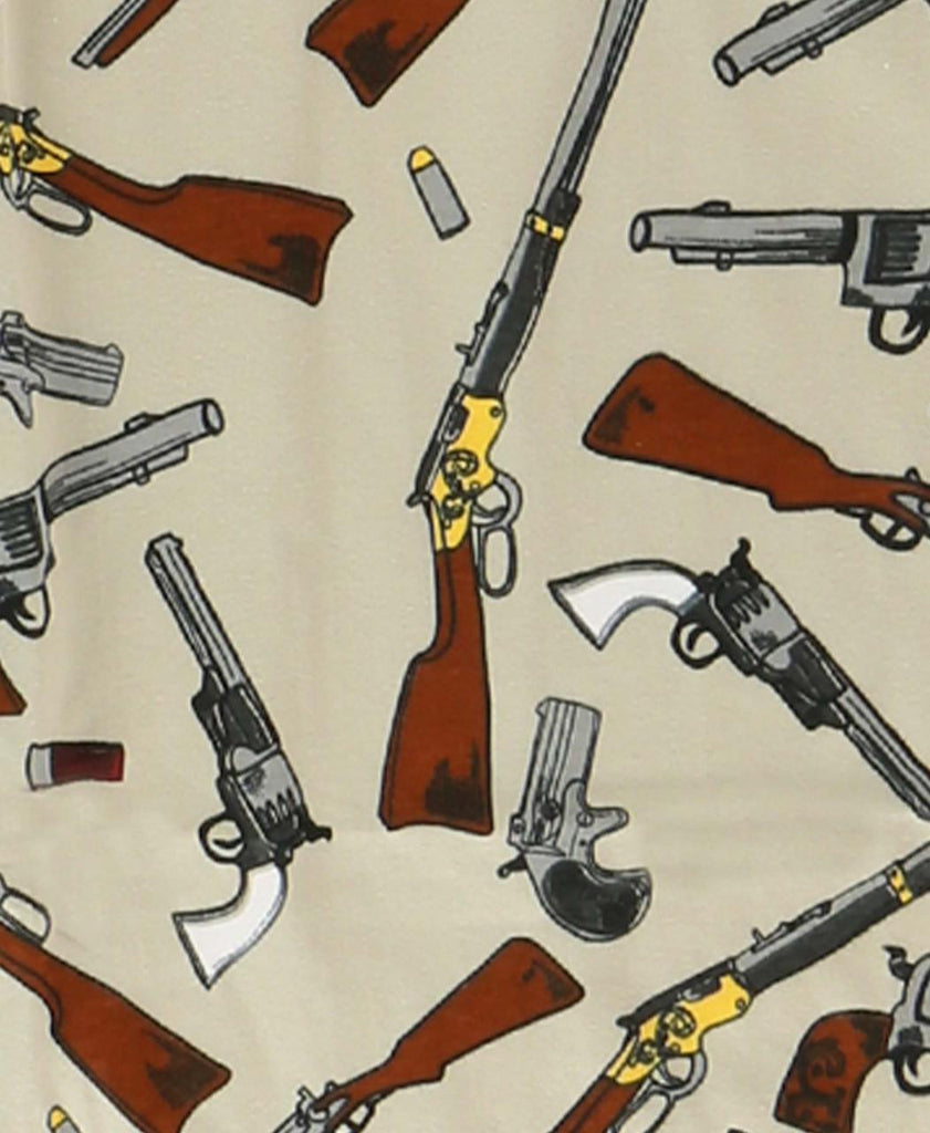 Pattern of vintage-style guns on a beige background