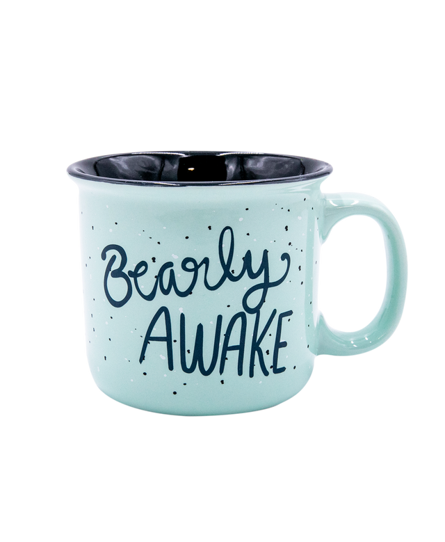 lazy one bearly awake blue mug on a white background