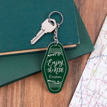personalized vintage keychain on a white background