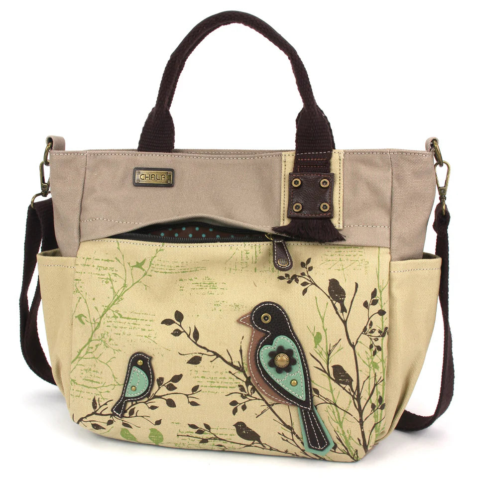 Bird Safari Canvas Print Pocket Tote on a white background