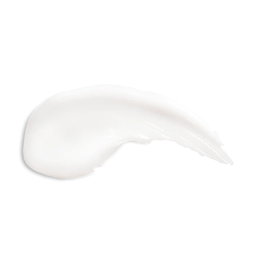 beekman fig leaf goat milk hand cream smeared to show consistency  on a white background