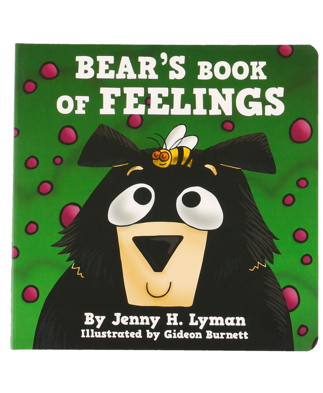 lazy one bear's book of feelings on a white background