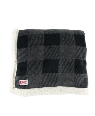 gray plaid blanket on a white background