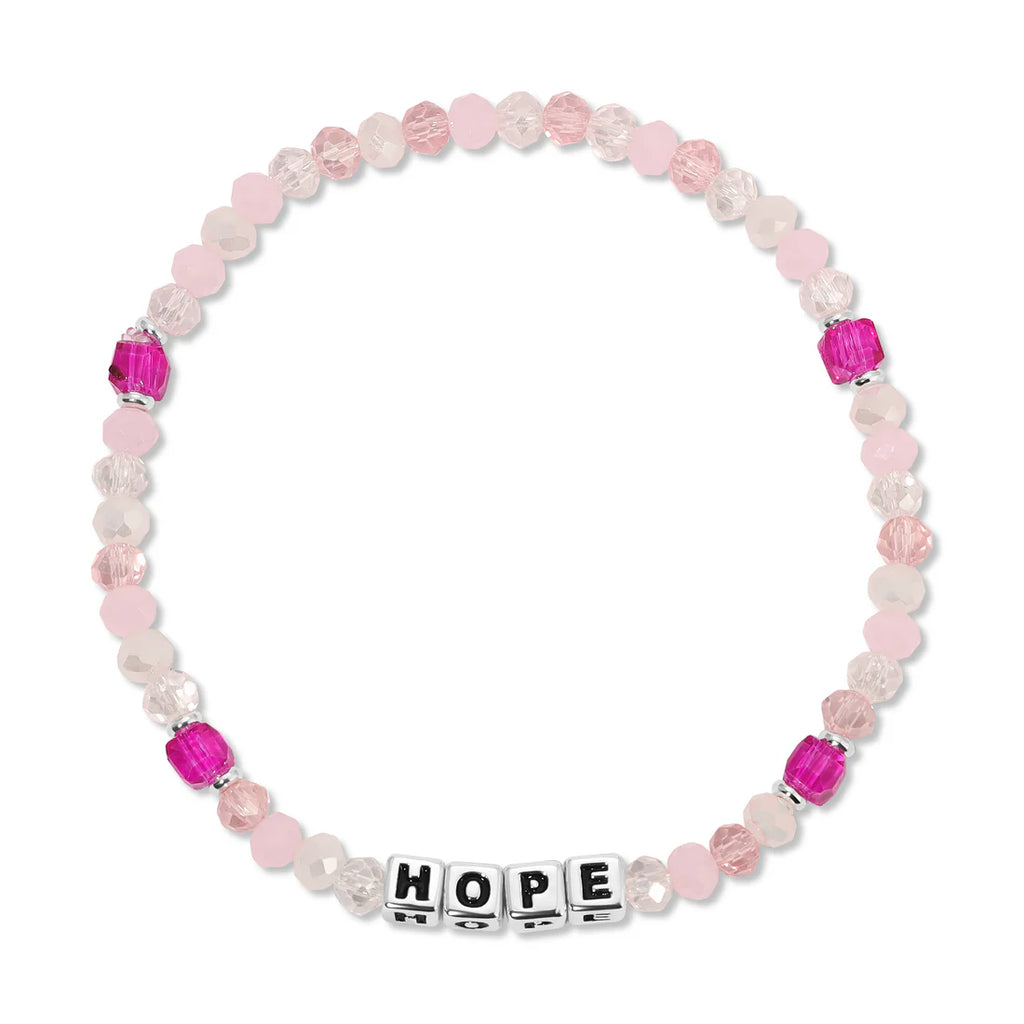 Pink Mix crystal with sterling silver-plated letter beads and accent beads. One size fits most. on a white background