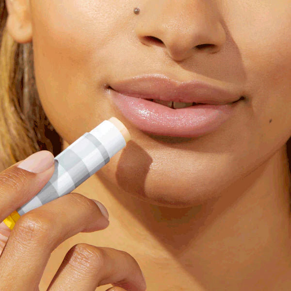 pure goat milk lip balm being used
