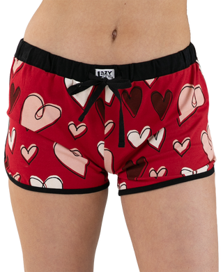 lazy one hearts women's boxers on a white background