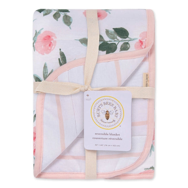 burts bee baby reversible blanket on white background