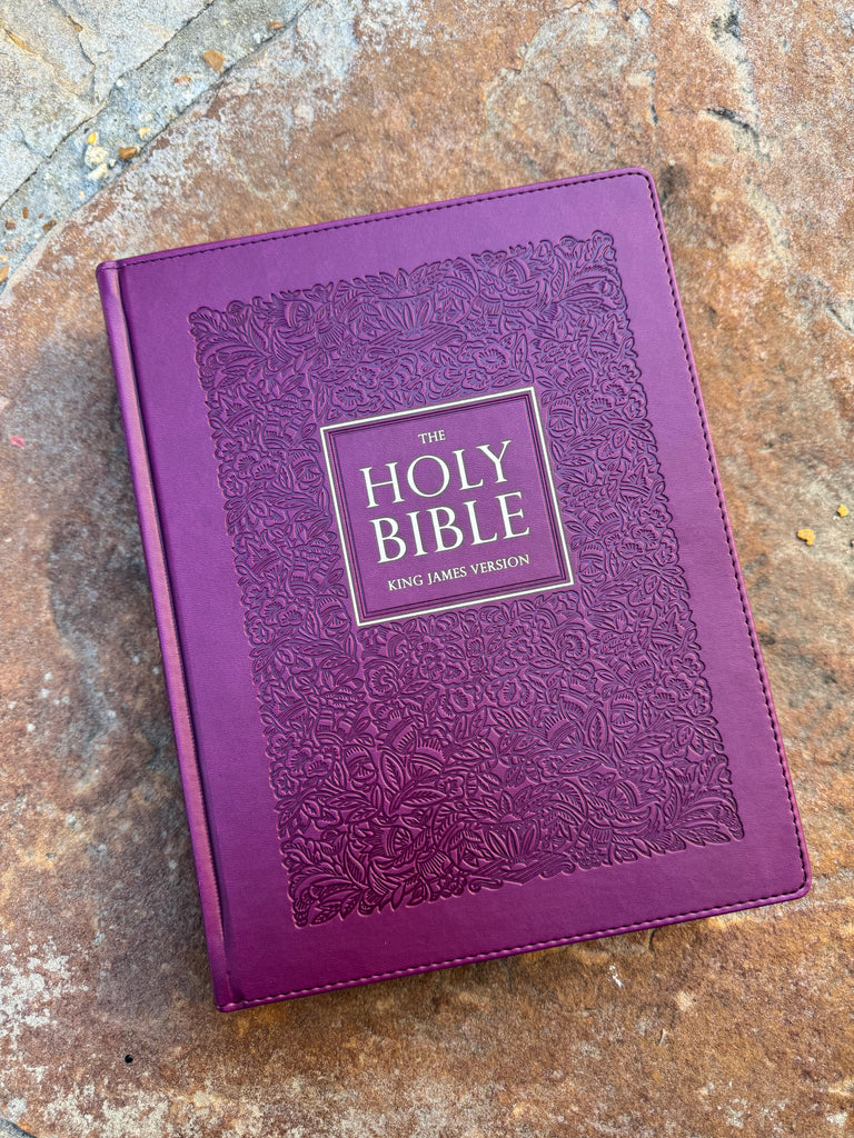 KJV Hardcover Embossed Note-Taking Bible on a brown background