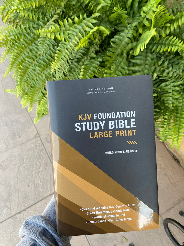 KJV foundation Study bible Hardcover with green fern in the background