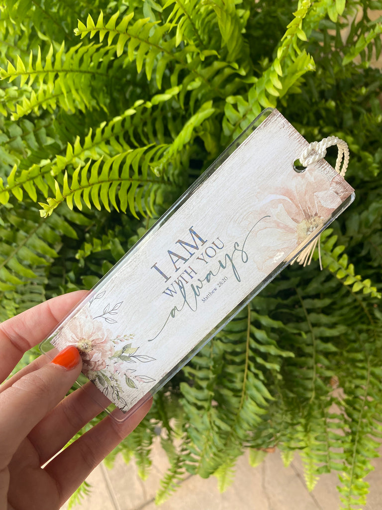 i am with you always bookmark on a green fern