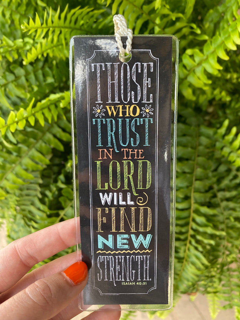 those who trust bookmark on a green fern