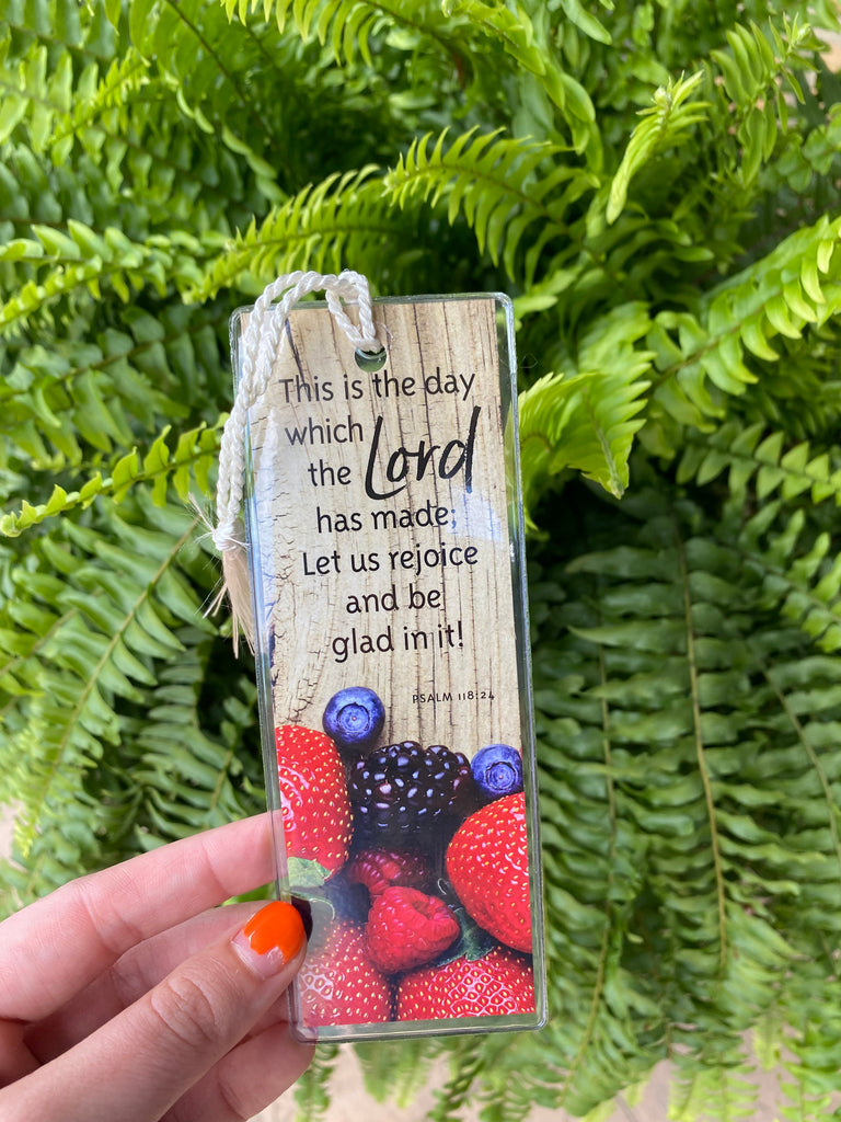the day the lord made bookmark on a green fern