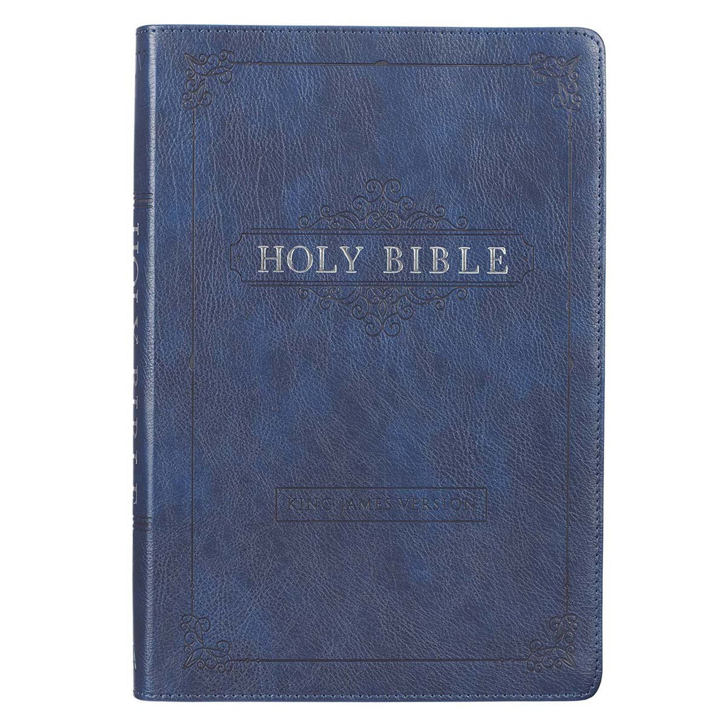 KJV Large Print Thinline Bible - Blue on a white background