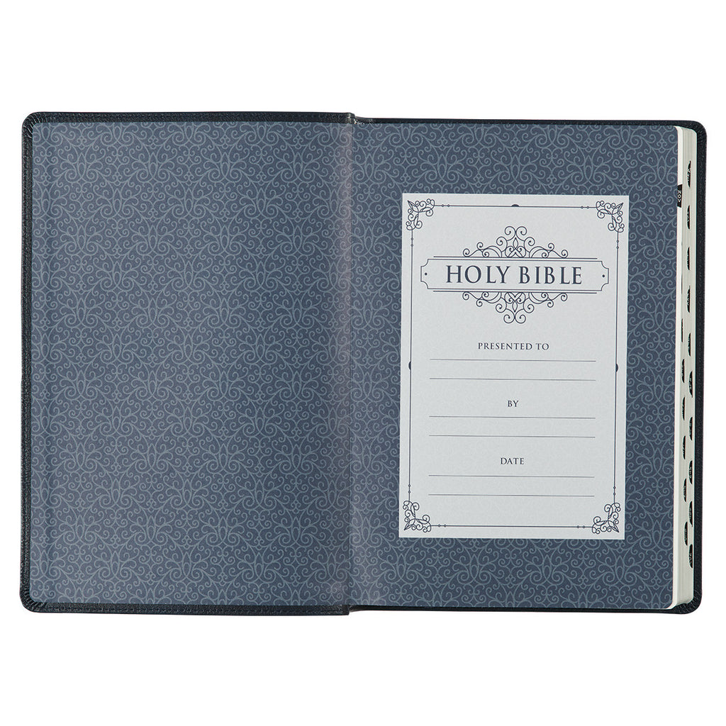 KJV Large Print Thinline Bible - Blue on a white background