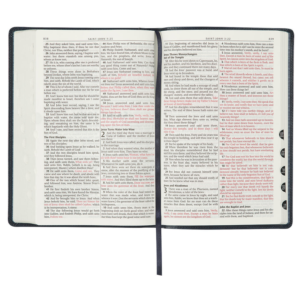 KJV Large Print Thinline Bible - Blue on a white background