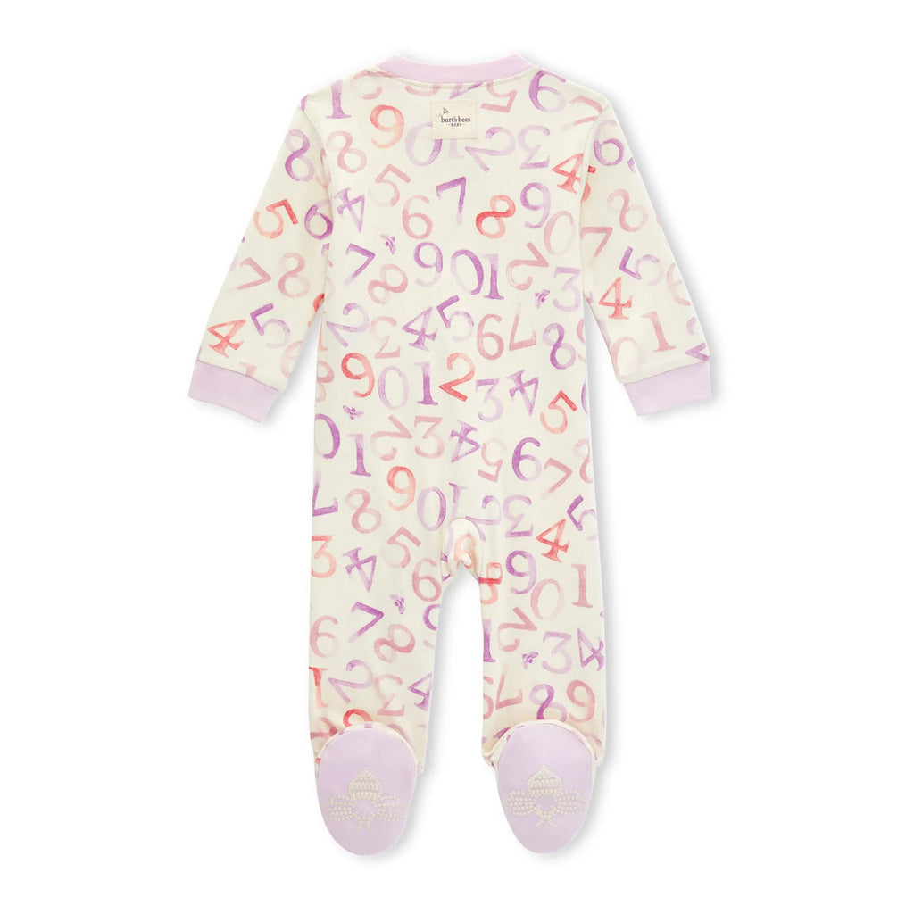 Burt's bee baby number sleep and play outfit on a white background