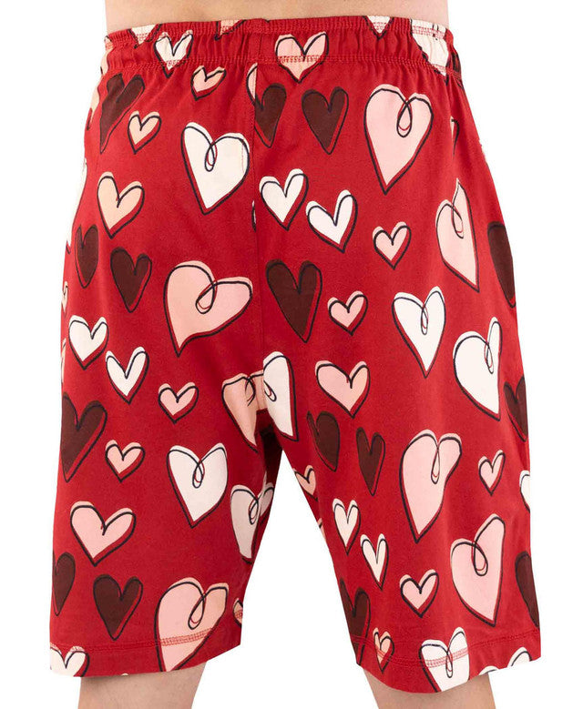 lazy one hearts men's boxers on a white background