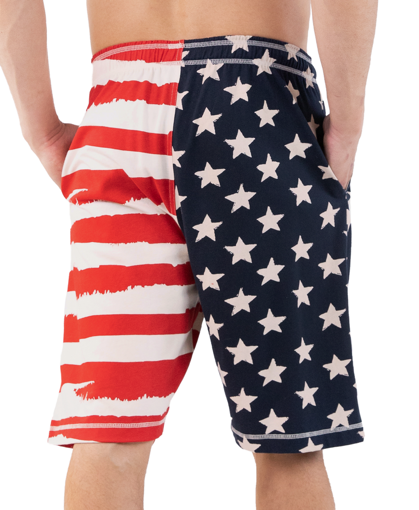 lazy one stars and stripes pj shorts on a white background