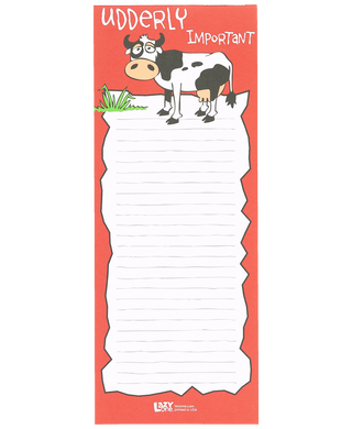 udderly important notepad on a white background