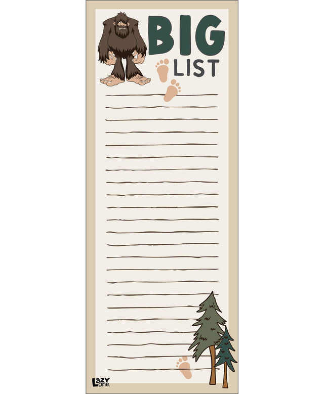 lazy one big list notepad on a white background