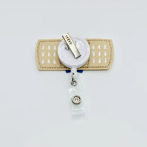 blue bowtie bandage badge reel holder on a white background