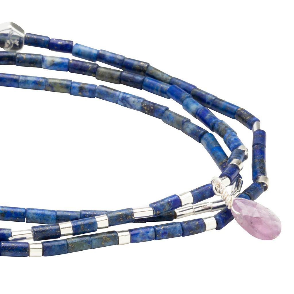 teardrop stone wrap bracelet/necklace on a white background