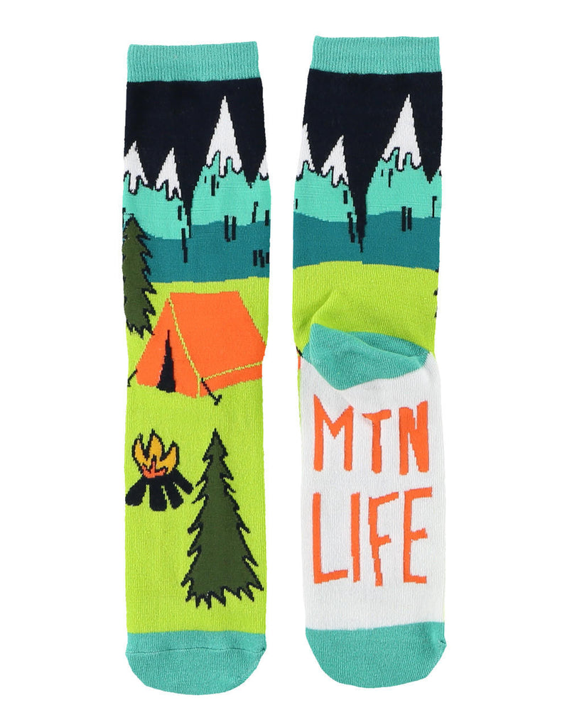 mountain life sock on a white background