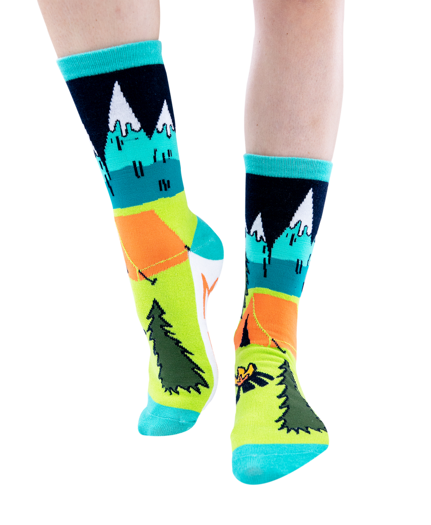 mountain life sock on a white background