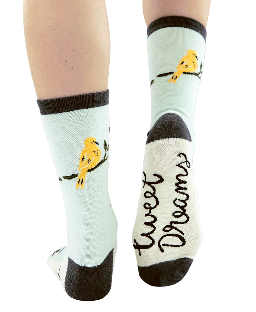 tweet dreams socks on a white background