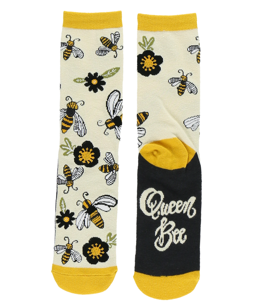 queen bee socks on a white background