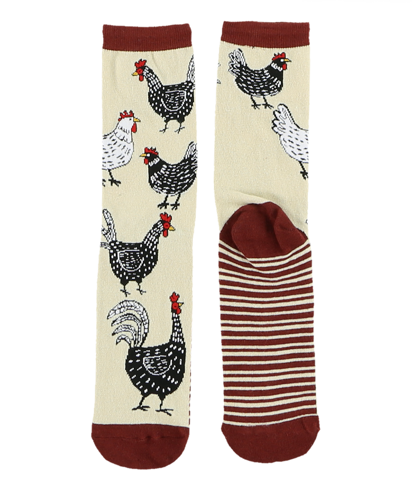 chicken crew socks on a white background