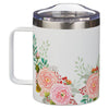 Floral-patterned mug with a white background