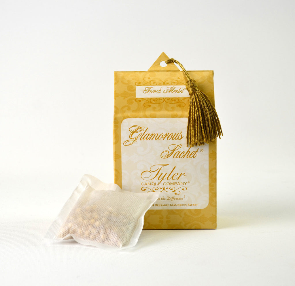 tyler candle company sachet on a marble background