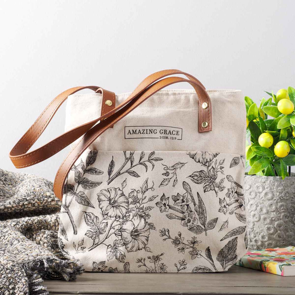 amazing grace tote bag on a white background