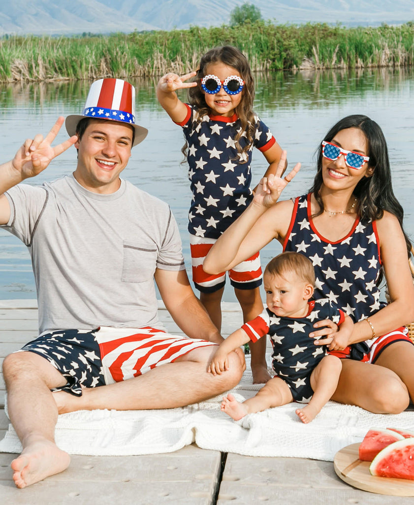 lazy one Stars & Stripes Kid Short PJ Set on a white background