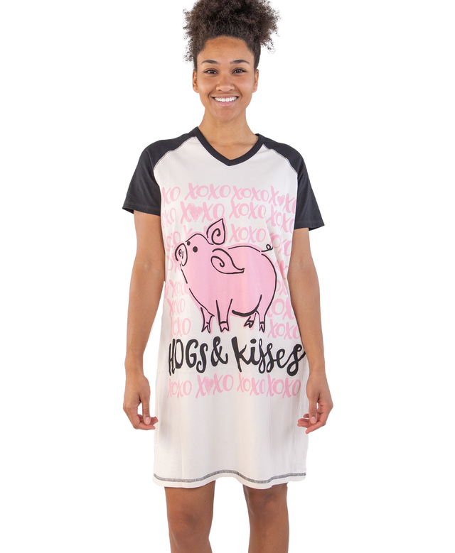hogs and kisses nightshirt on a white background