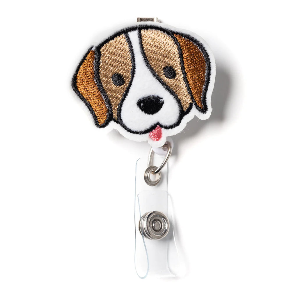 dog badge reel holder on a white background