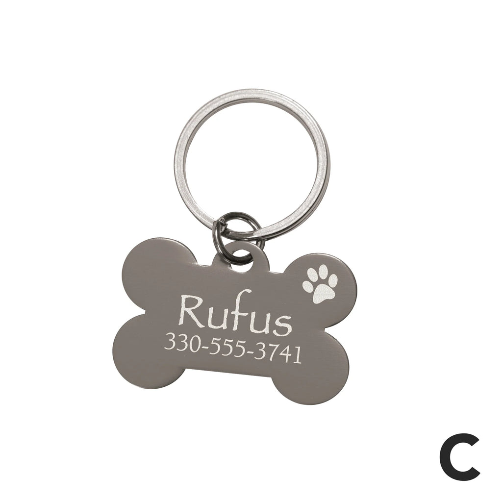 personalized bone dog tag on a white background