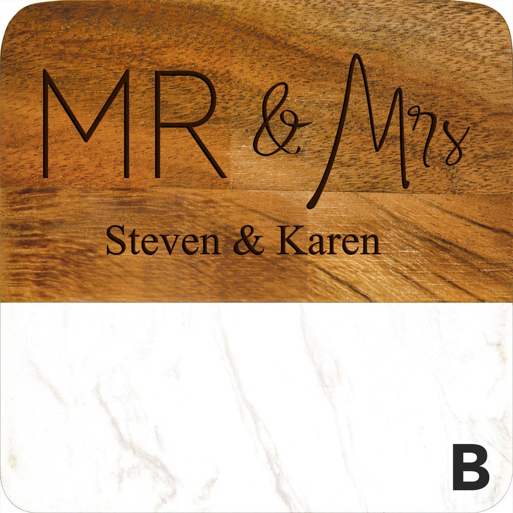 personalized faux marble coasters on a white background