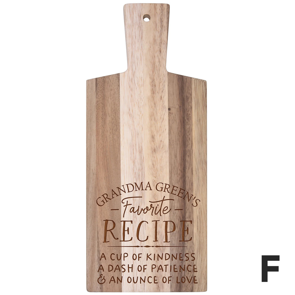 personalized cutting board on a white background