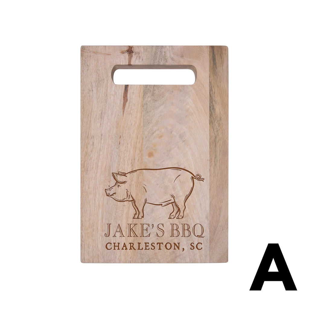 personalized cutting board on a white background