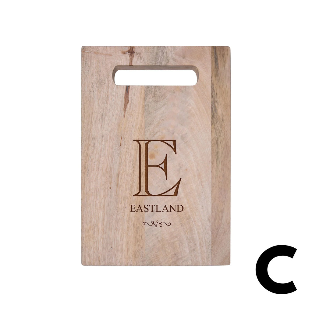 personalized cutting board on a white background