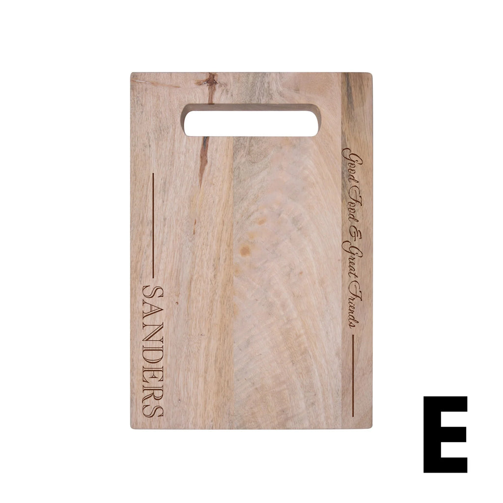 personalized cutting board on a white background
